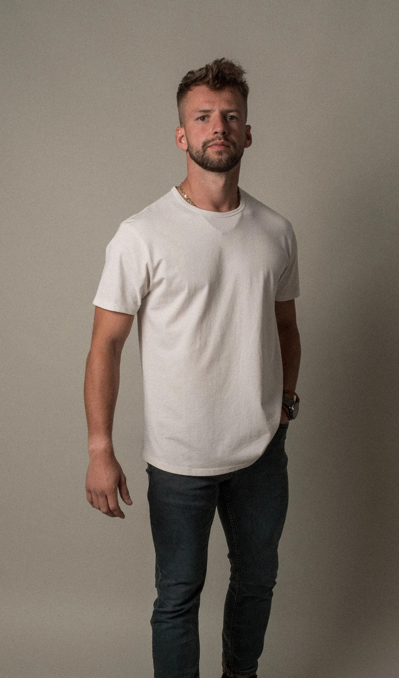 Pima Curved Hem Tee -  White Reactive