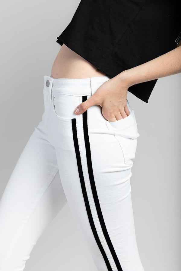 Cropped Striped Skinny White