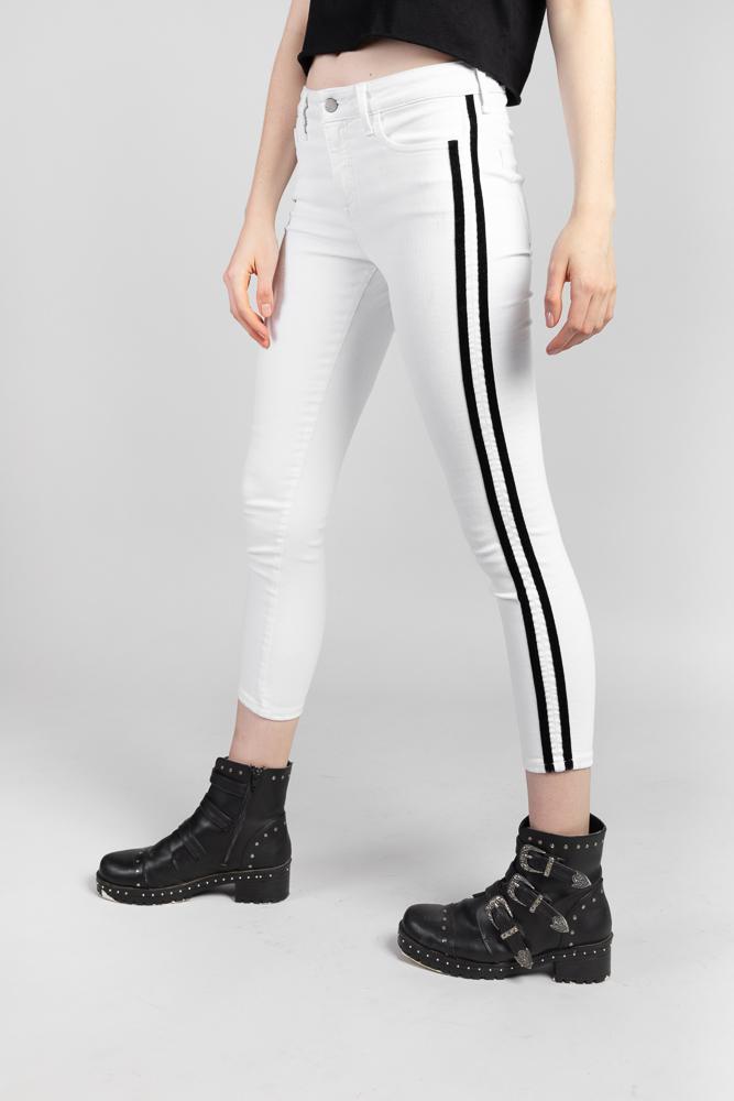 Cropped Striped Skinny White