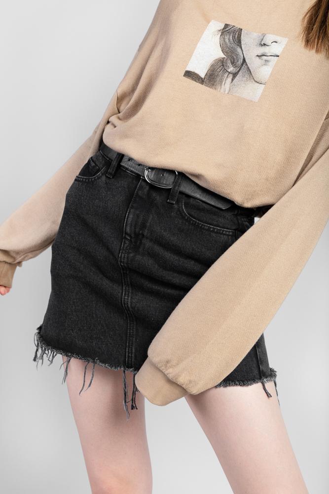 Denim Mini Skirt Black