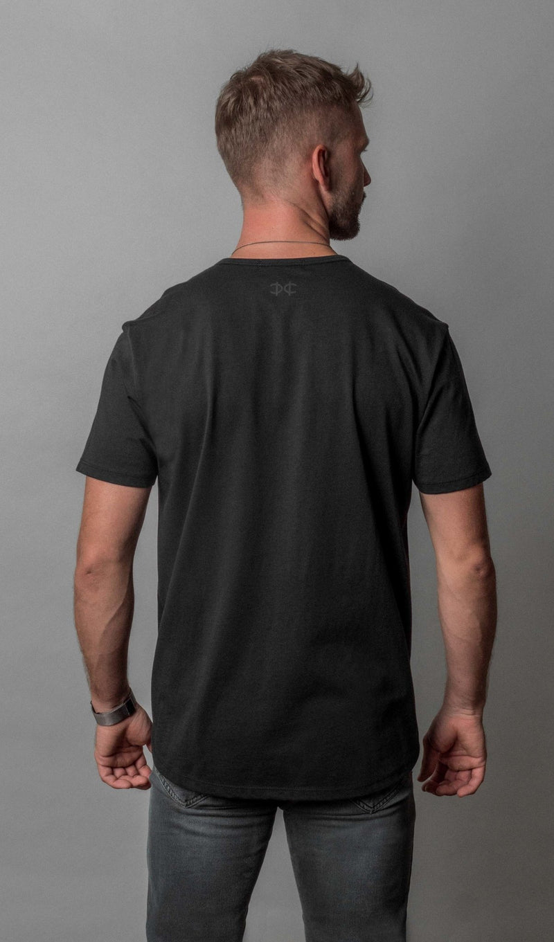 Pima Curved Hem Tee Henley - Black Reactive