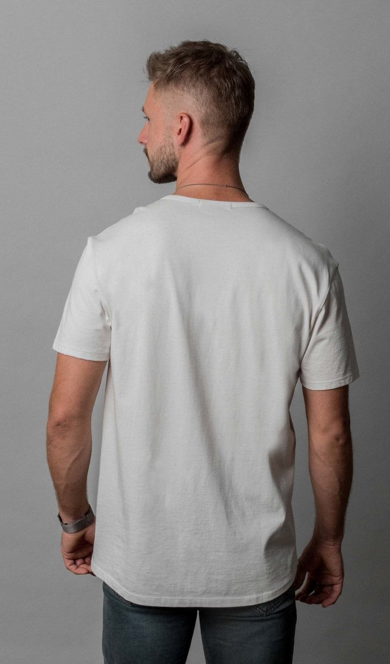 Pima Curved Hem Tee Henley -  White Reactive