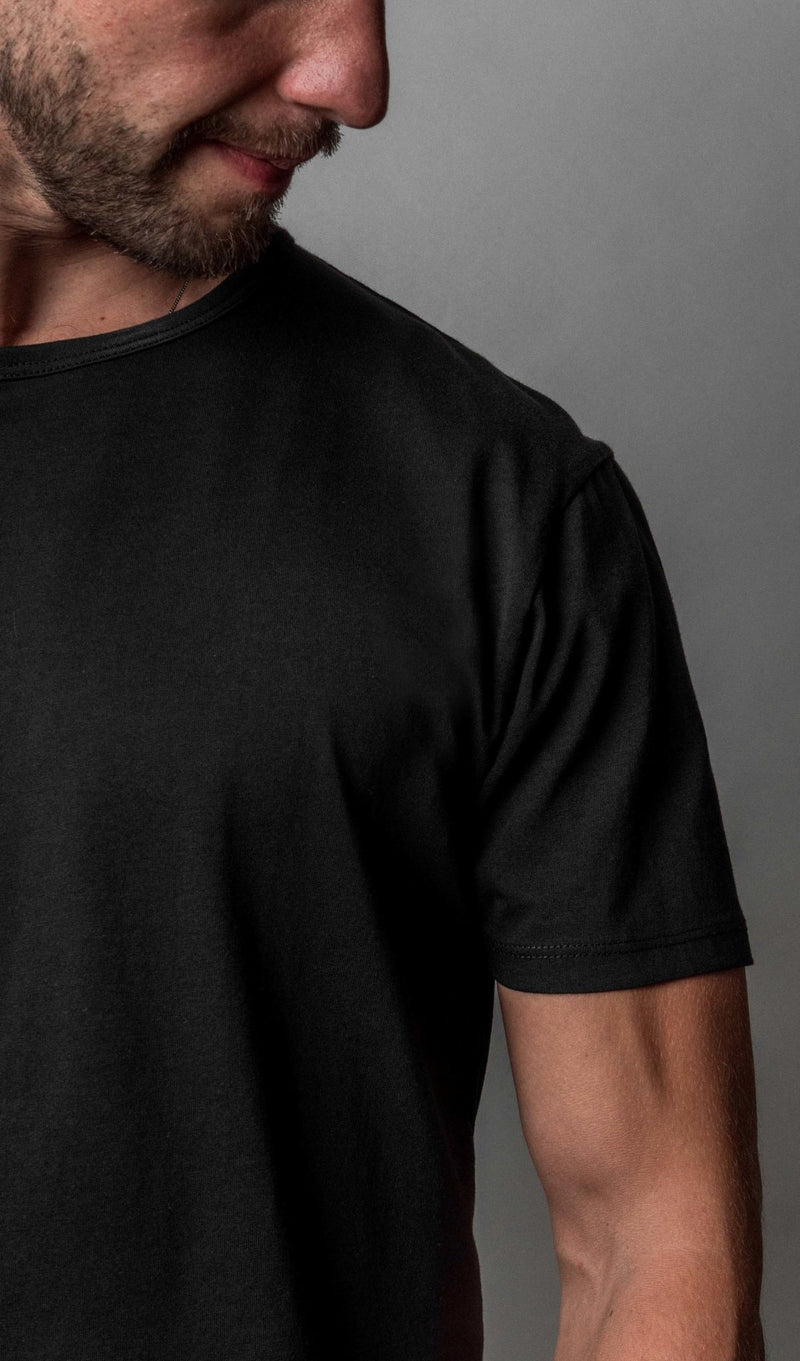 Pima Curved Hem Tee -  Black Reactive