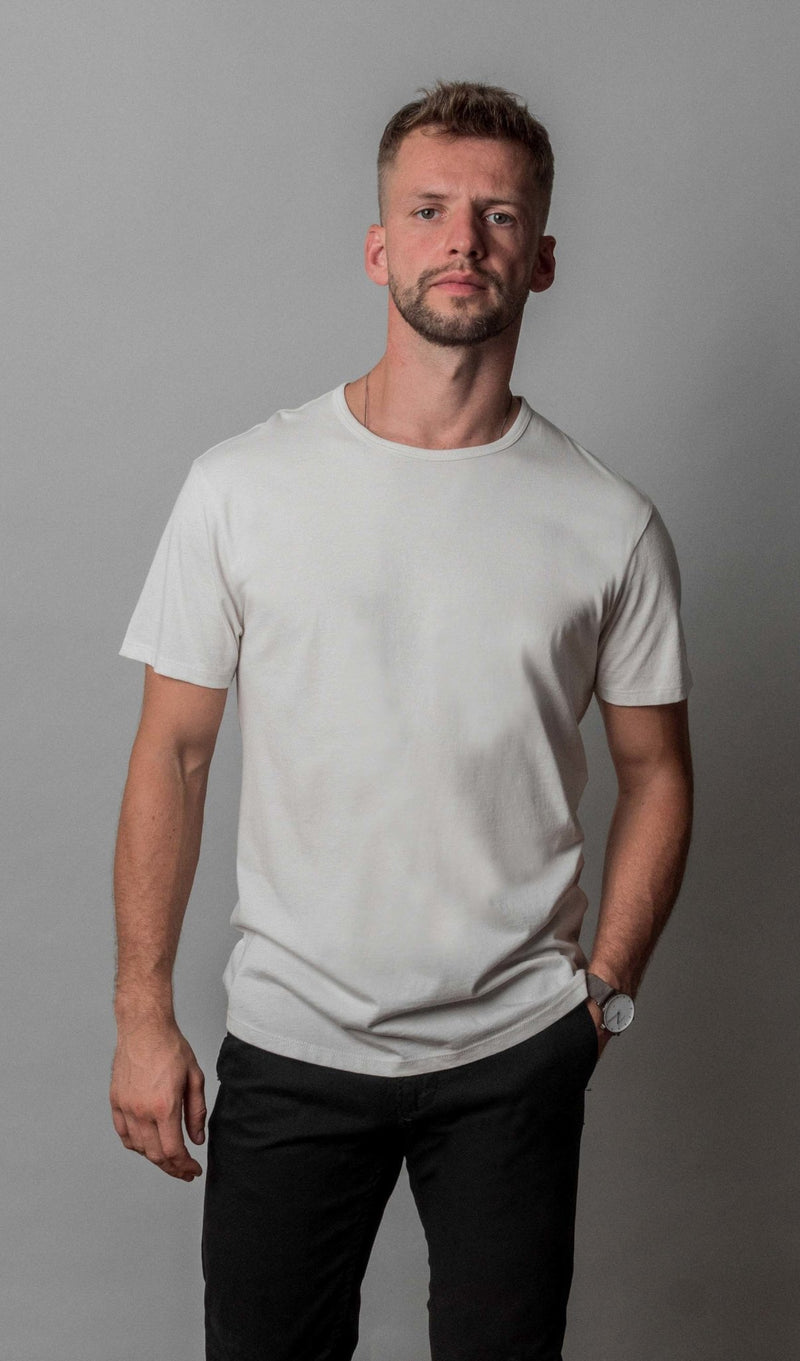 Pima Curved Hem Tee -  White Reactive