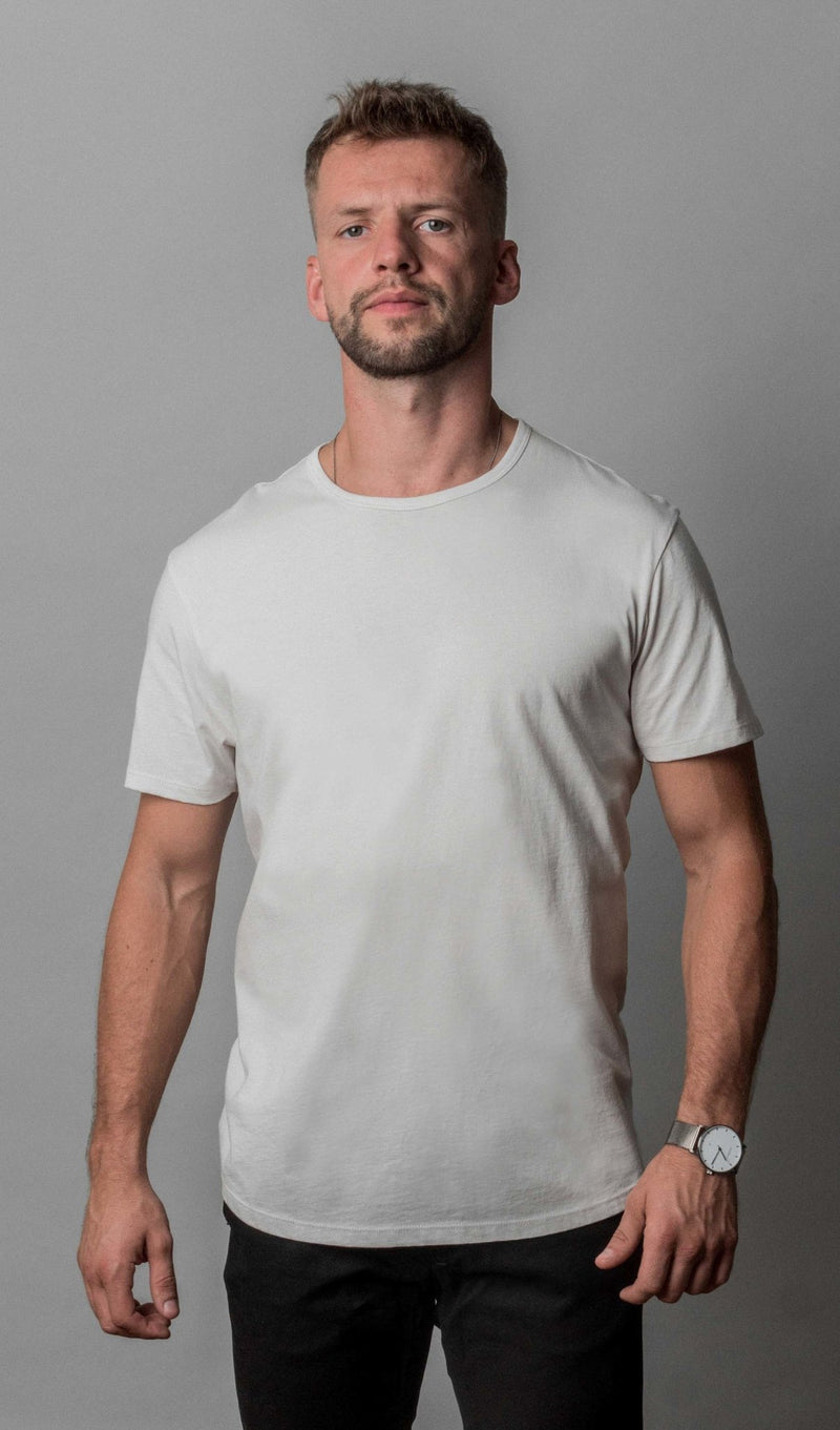 Pima Curved Hem Tee -  White Reactive