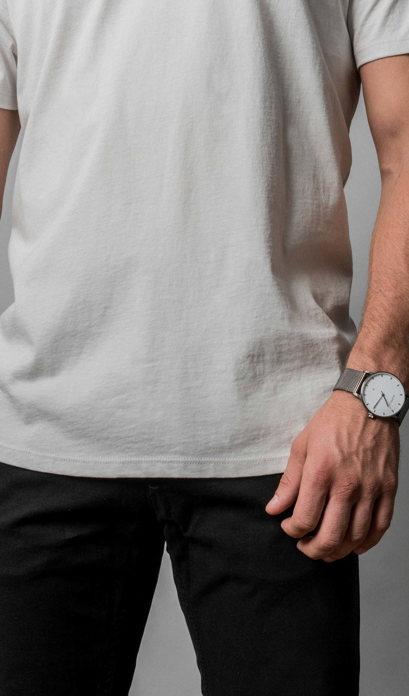 Pima Curved Hem Tee -  White Reactive