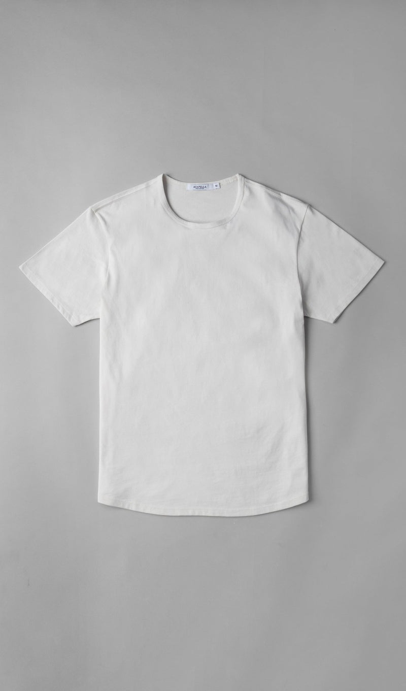 Pima Curved Hem Tee -  White Reactive