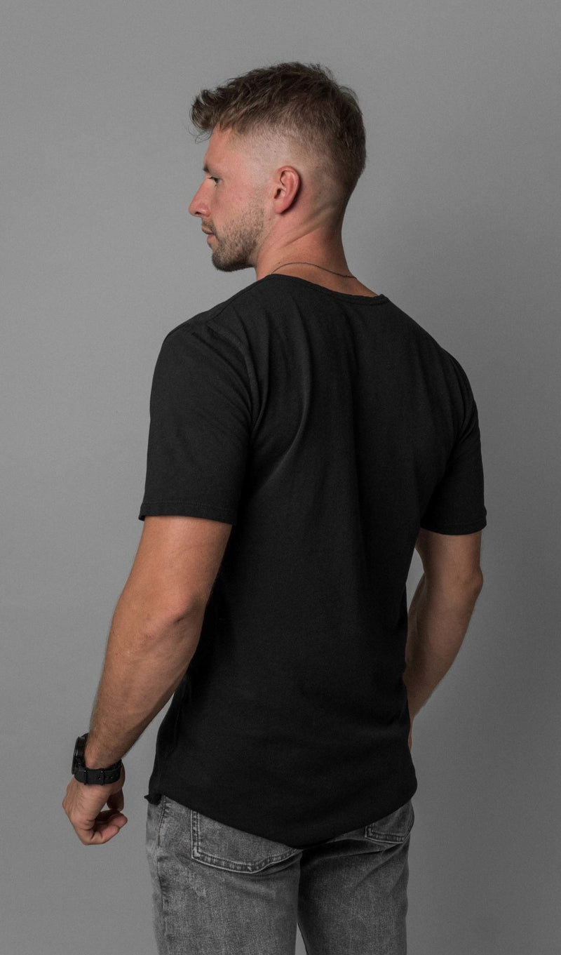 X Pocket Curved Hem Tee - Black