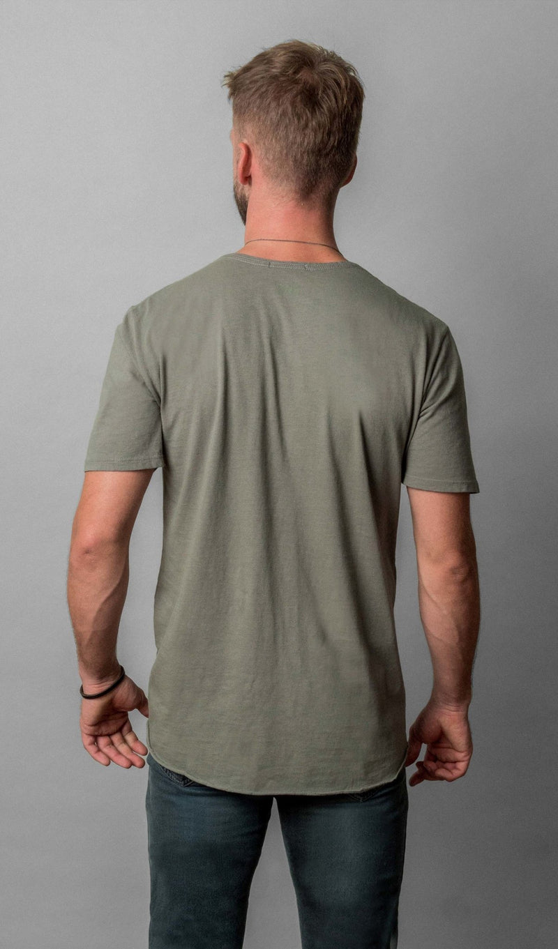 X Pocket Curved Hem Tee - Castor Green