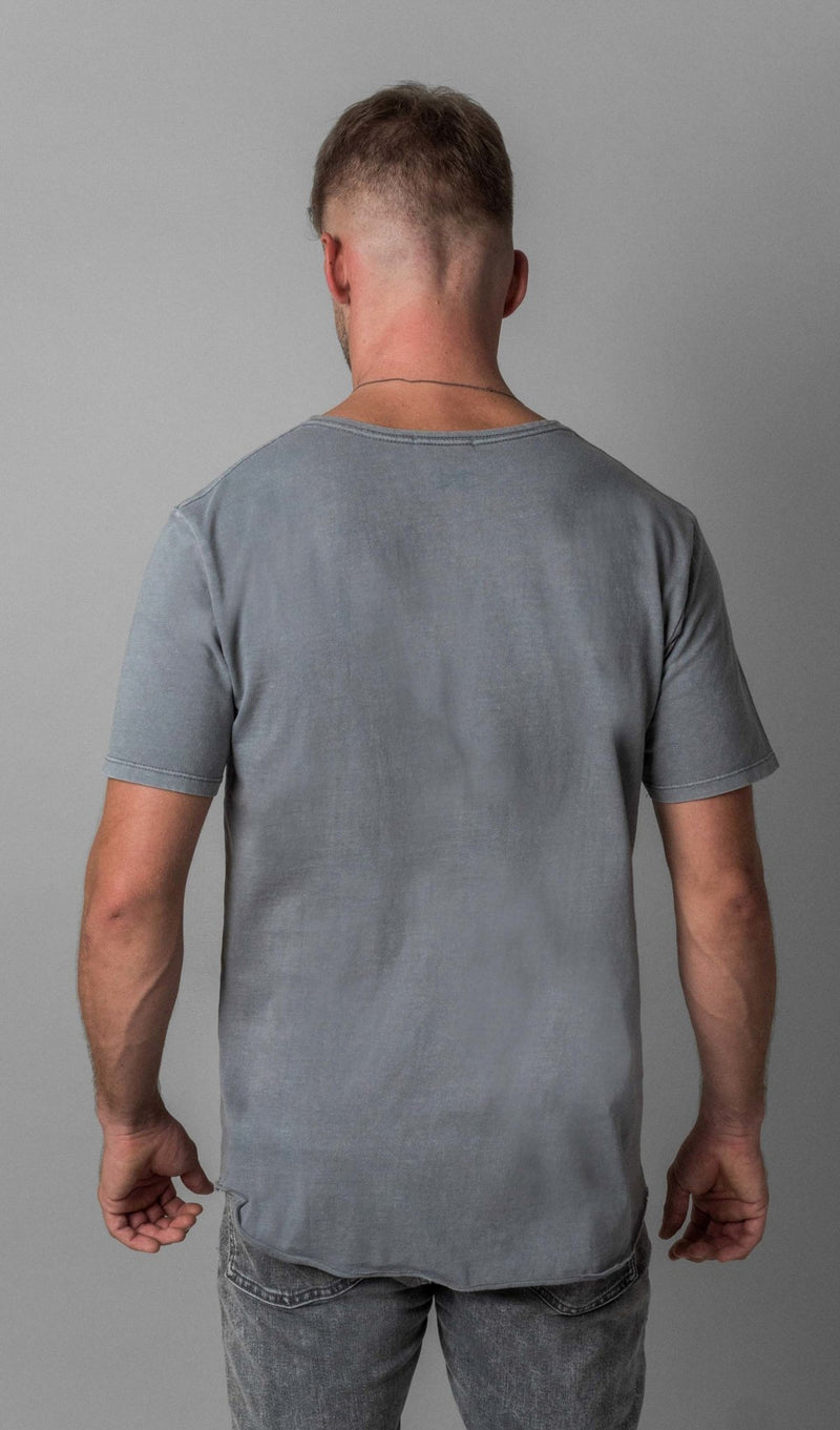 X Pocket Curved Hem Tee - Grey