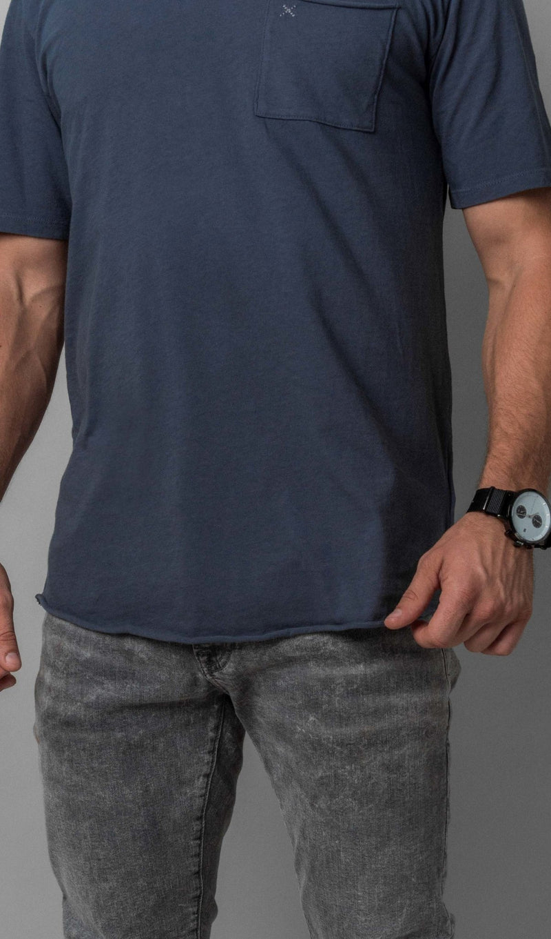 X Pocket Curved Hem Tee - Turbulence