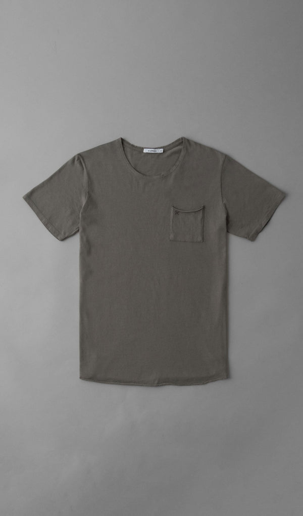 X Pocket Curved Hem Tee - Castor Green