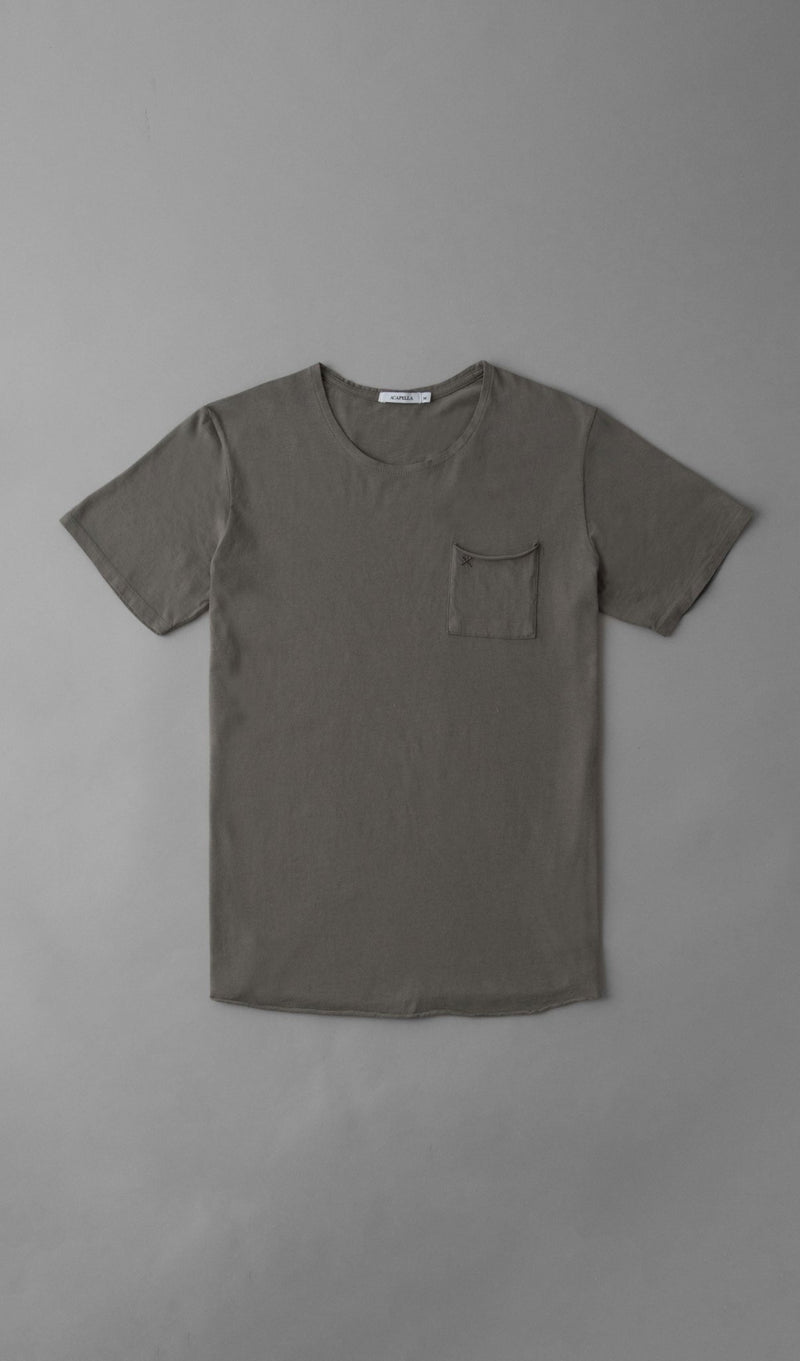 X Pocket Curved Hem Tee - Castor Green