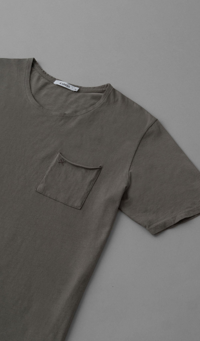 X Pocket Curved Hem Tee - Castor Green