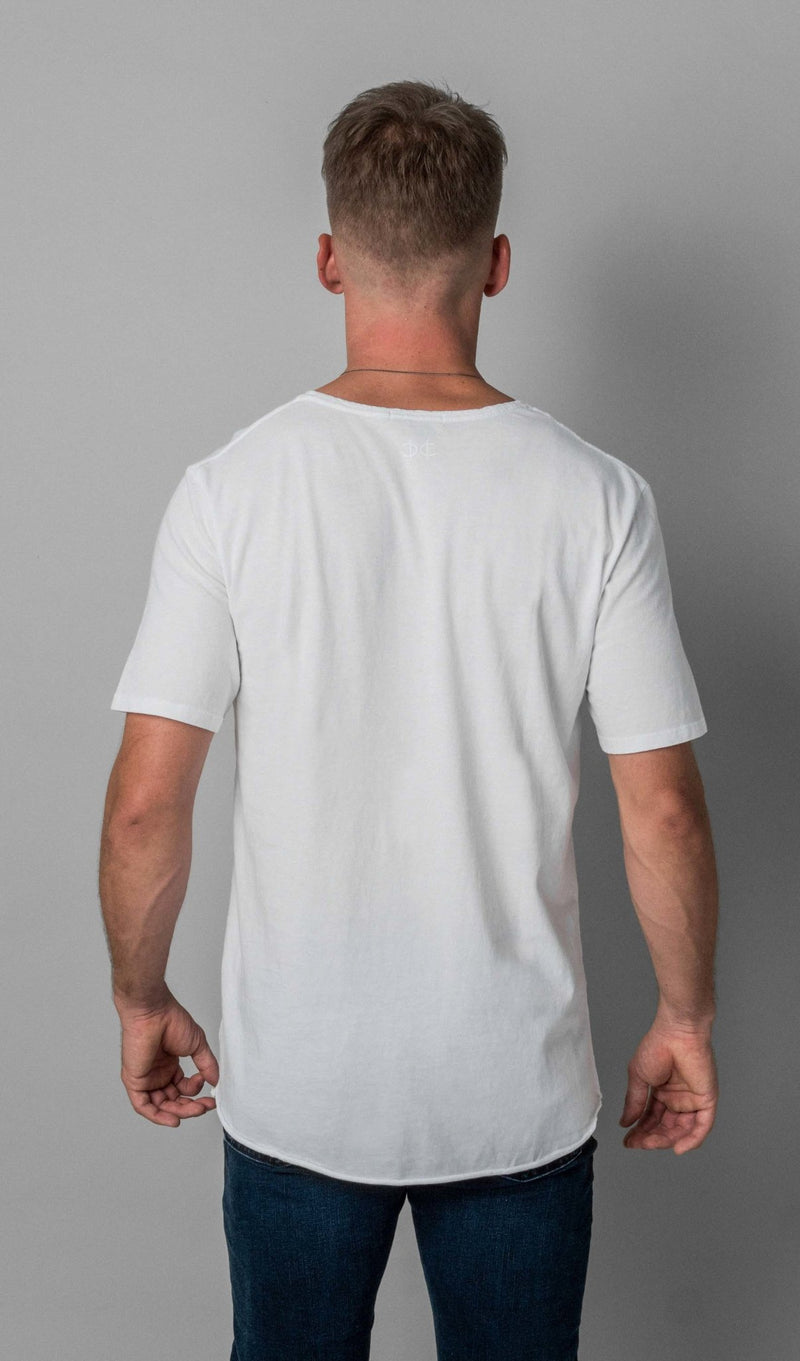 X Pocket Curved Hem Tee - White