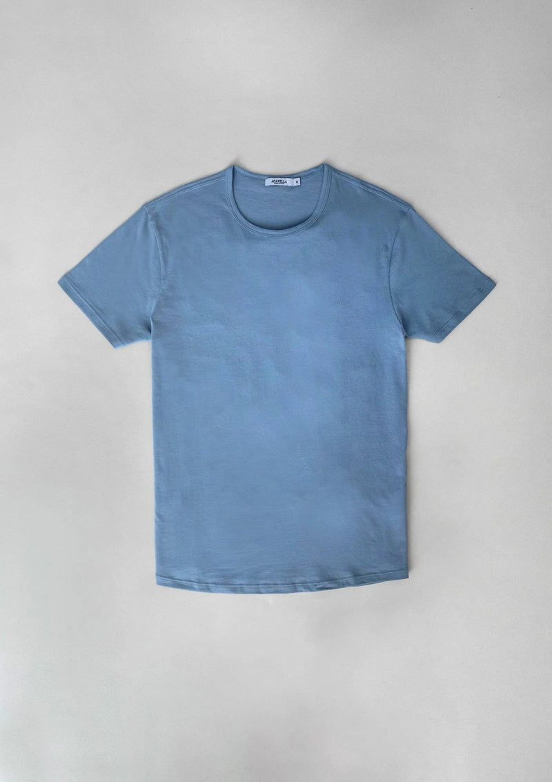 Pima Curved Hem Tee -  Dust Blue