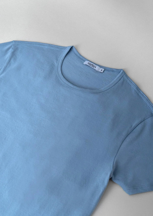 Pima Curved Hem Tee -  Dust Blue