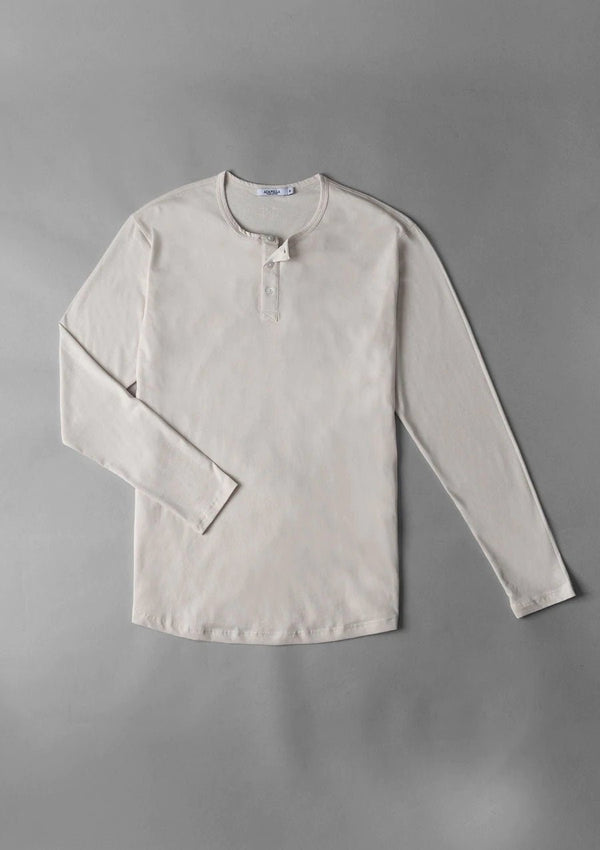 Pima long sleeve Henley -  White