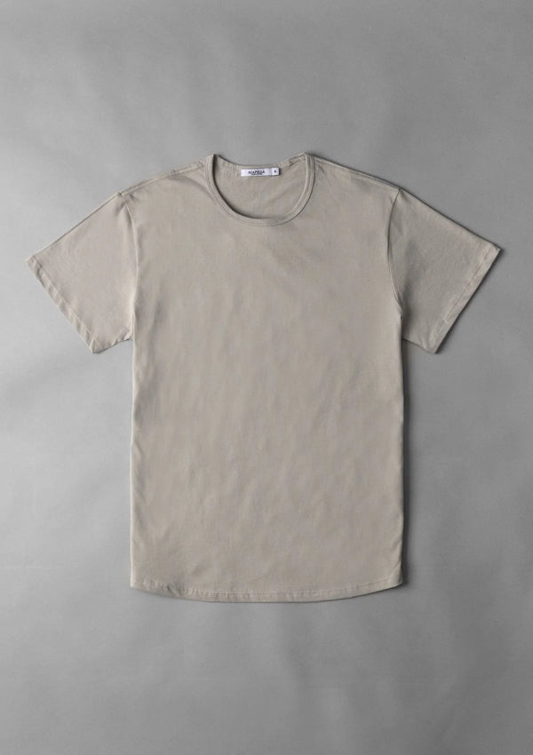 Pima Curved Hem Tee -  Beige