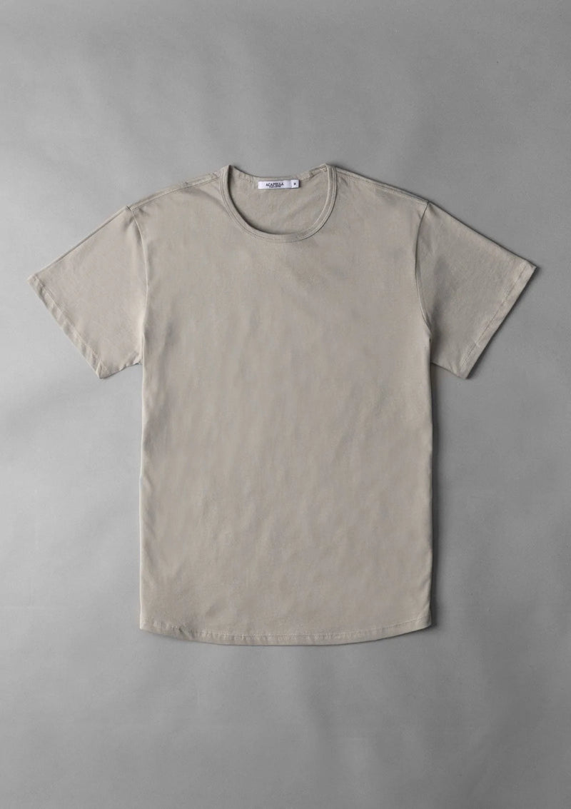 Pima Curved Hem Tee -  Beige