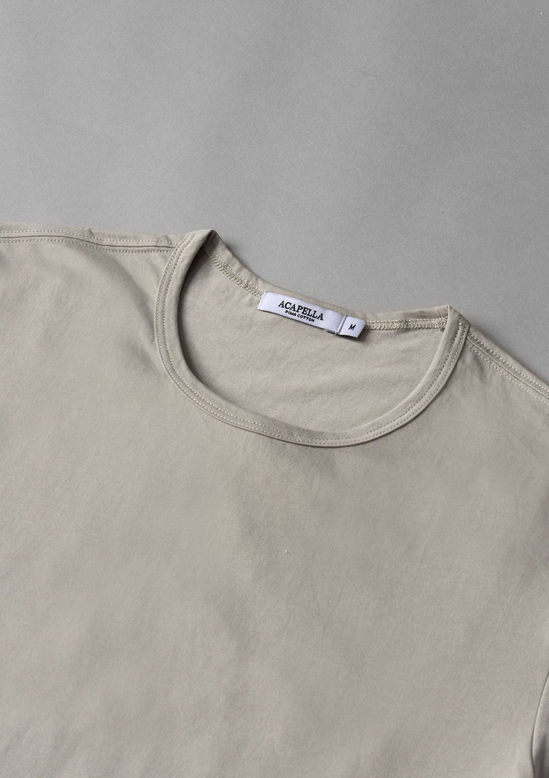 Pima Curved Hem Tee -  Beige