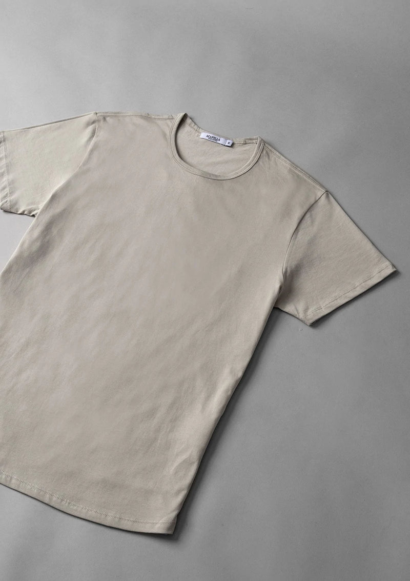 Pima Curved Hem Tee -  Beige