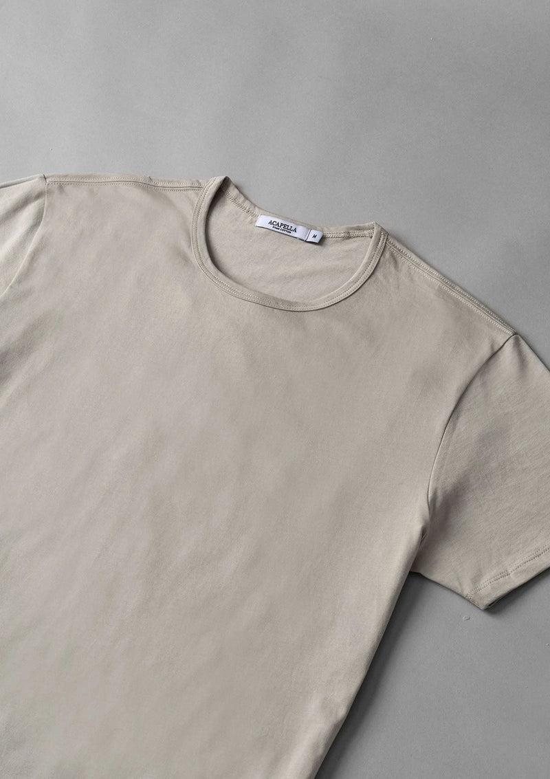 Pima Curved Hem Tee -  Beige