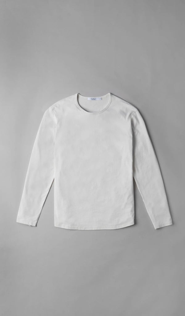 LS Pima Curved Hem Tee - White Reactive