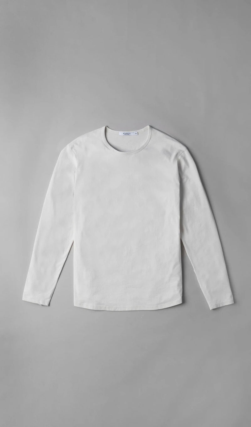 LS Pima Curved Hem Tee - White Reactive