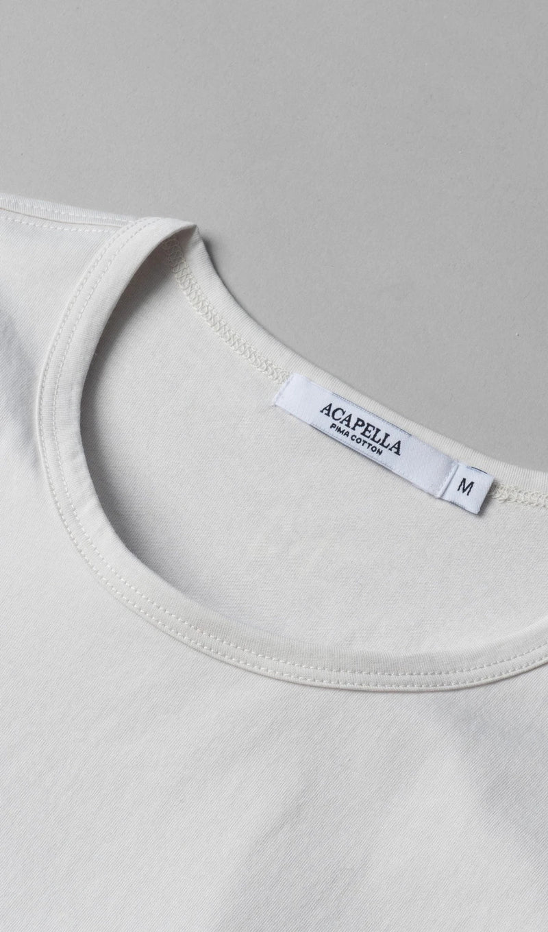 LS Pima Curved Hem Tee - White Reactive