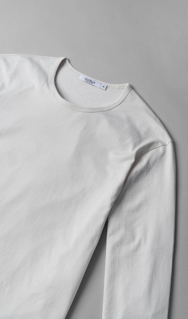 LS Pima Curved Hem Tee - White Reactive