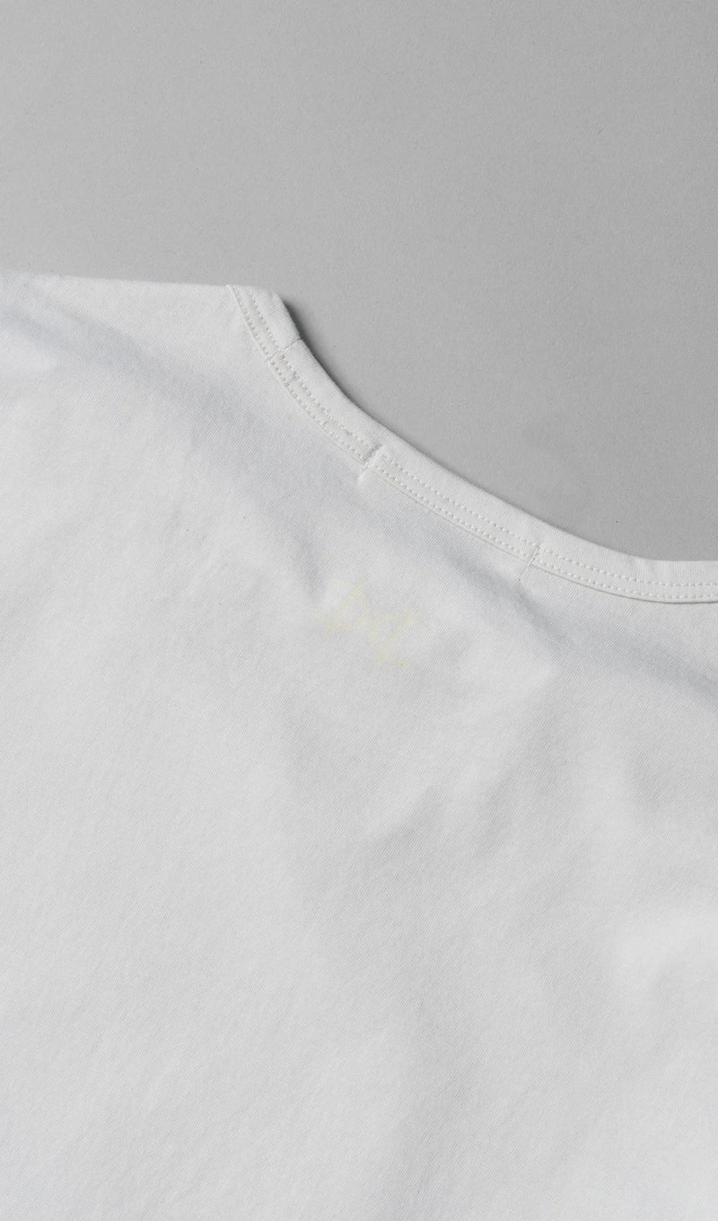 LS Pima Curved Hem Tee - White Reactive