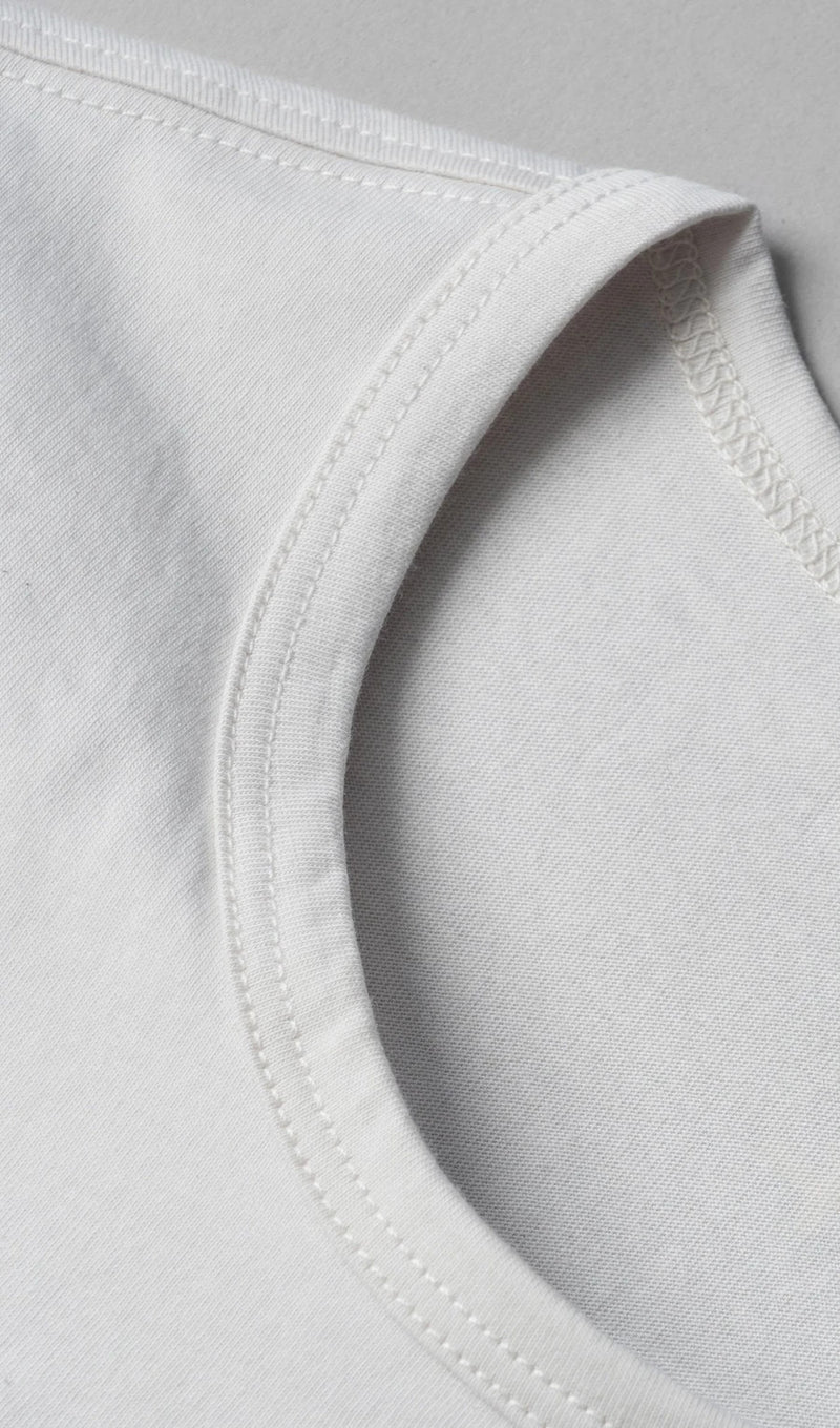 LS Pima Curved Hem Tee - White Reactive