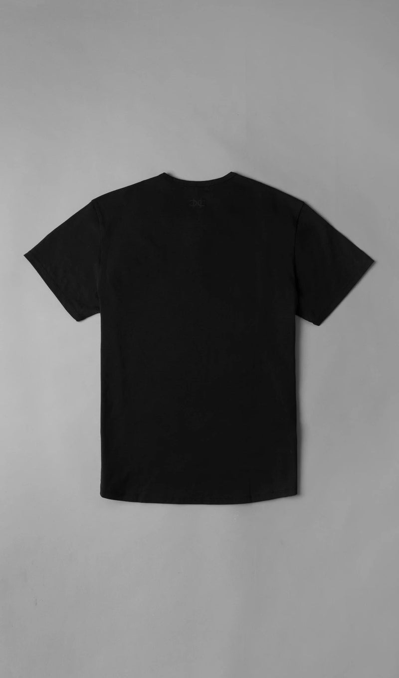 Pima Curved Hem Tee Henley - Black Reactive