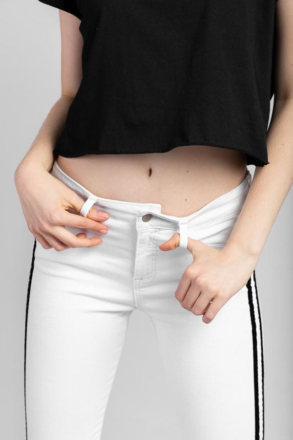 Cropped Striped Skinny White